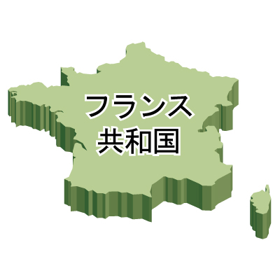 フランス共和国無料フリーイラスト｜漢字・立体(緑)