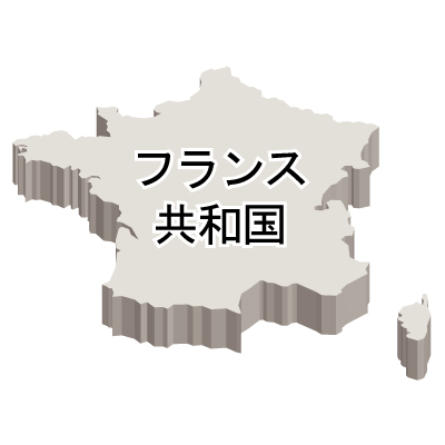 フランス共和国無料フリーイラスト｜漢字・立体(白)