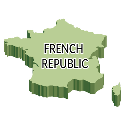 フランス共和国無料フリーイラスト｜英語・立体(緑)
