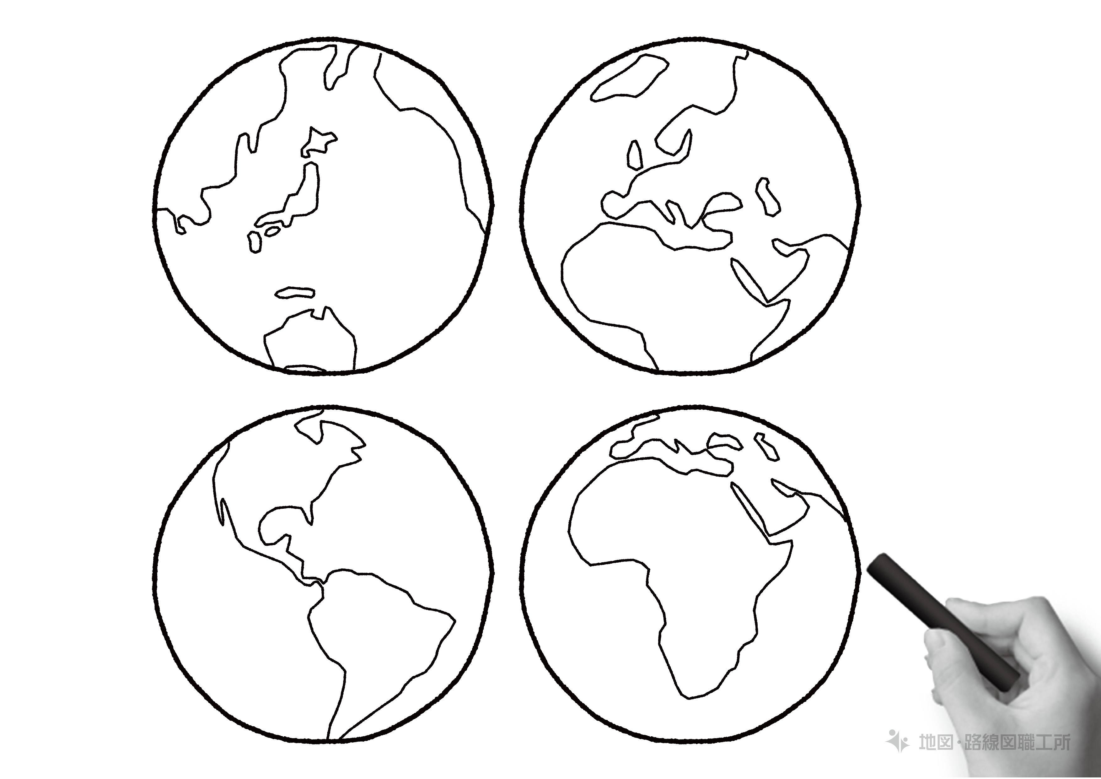 世界地図のぬりえプリント 無料ダウンロード 地理 色彩感覚up