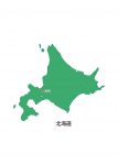 日本地図・北海道・都道府県名あり・県庁所在地あり(緑)