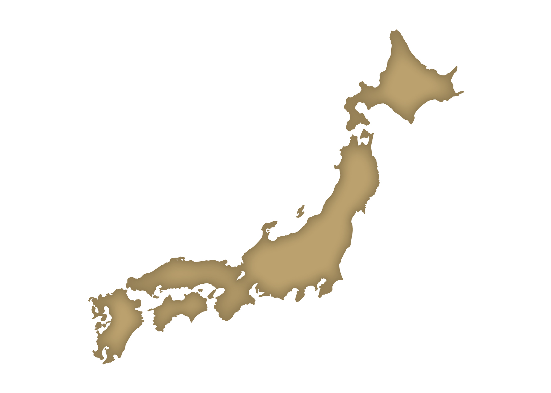 日本地図無料フリーイラスト｜立体(茶)