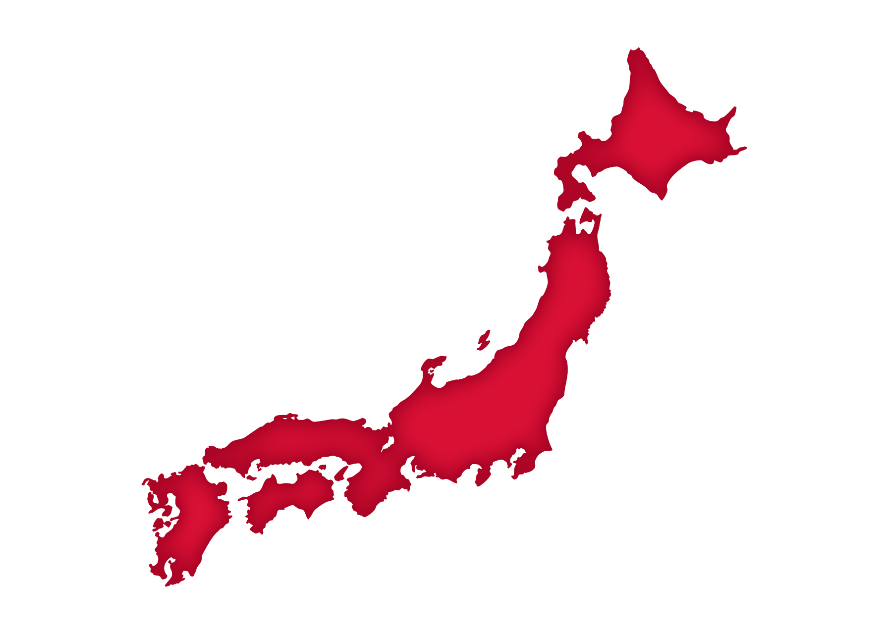 日本地図無料フリーイラスト｜立体(赤)