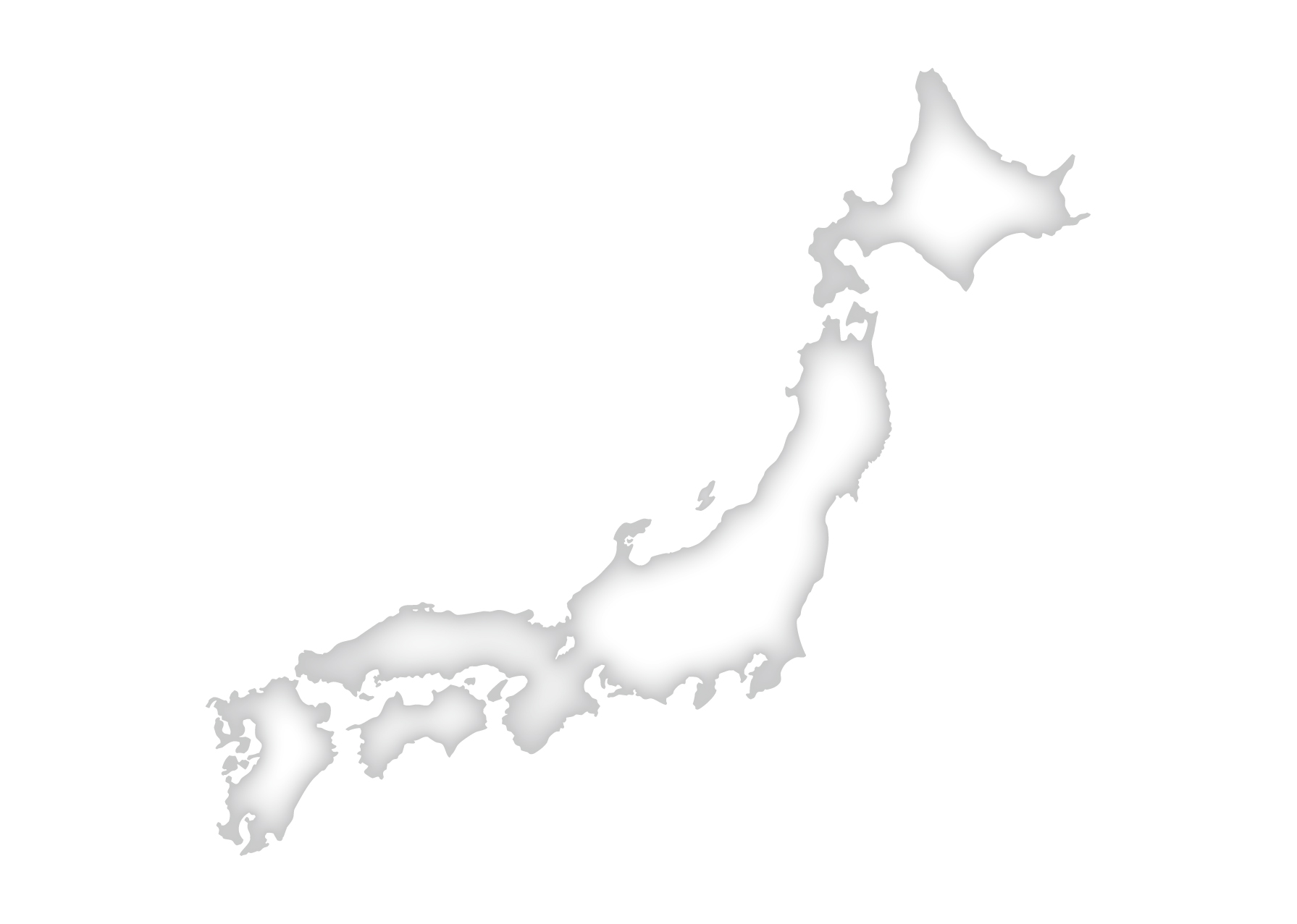日本地図無料フリーイラスト 文字なし 都道府県線なし 簡易 白