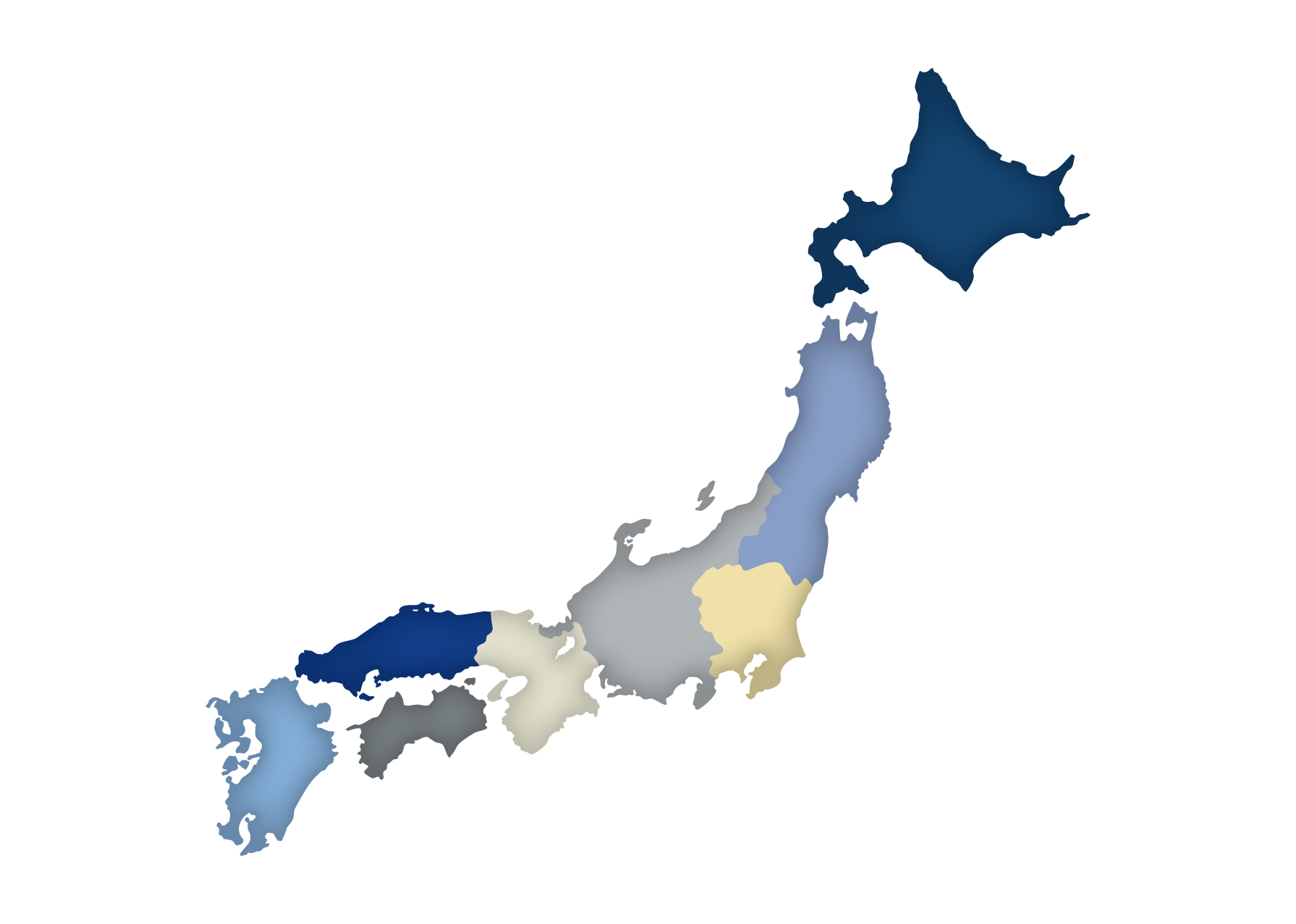 日本地図無料フリーイラスト 日本語 都道府県名あり デフォルメ 緑