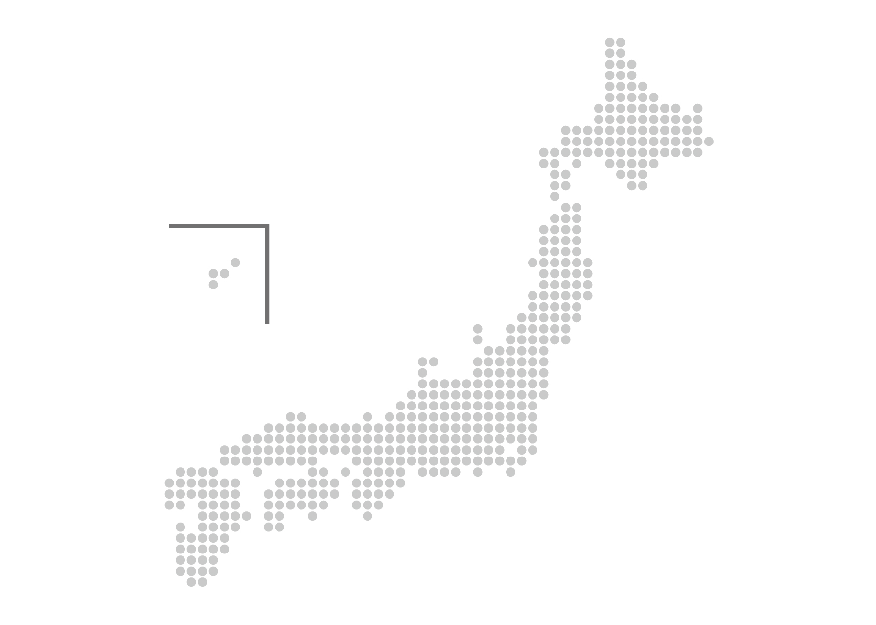 日本地図無料フリーイラスト｜ドット(グレー)