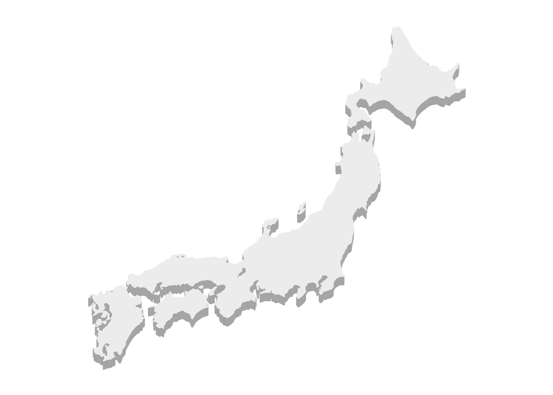 日本地図無料フリーイラスト 英語 地方線あり 柄