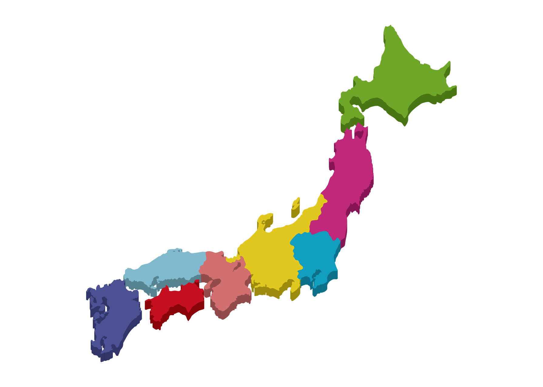 日本地図無料フリーイラスト 文字なし 都道府県線なし 簡易 白