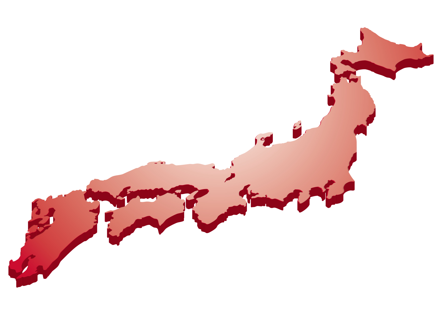 日本地図の無料イラスト素材集 都道府県名 県庁所在地あり
