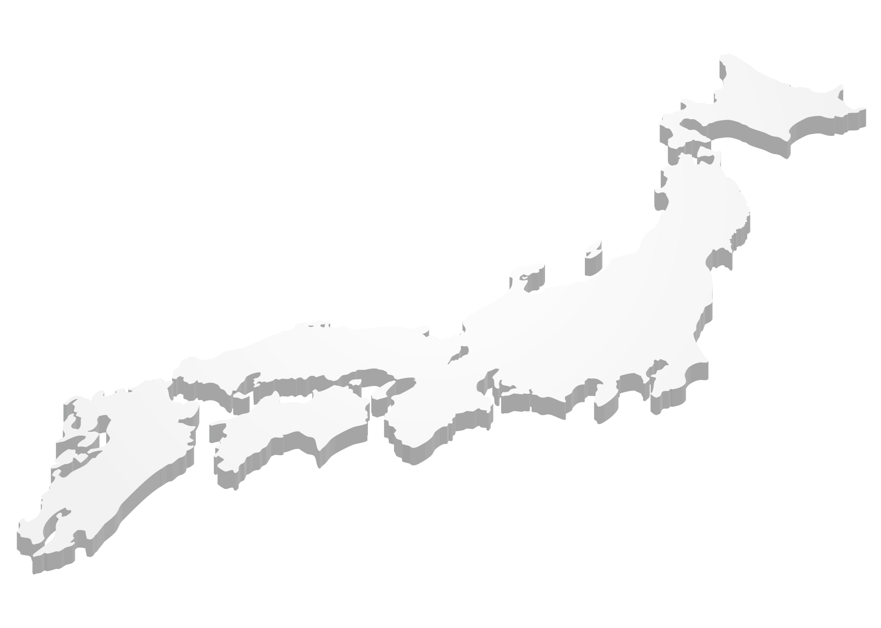 日本地図無料フリーイラスト｜立体(白)