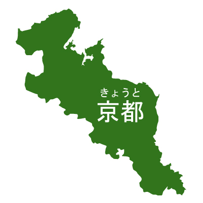 京都府イラストマップ県名ルビあり（緑）