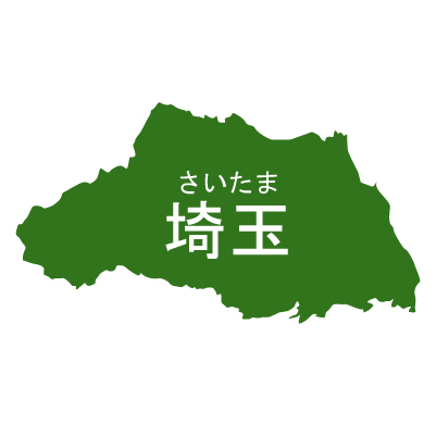 埼玉県イラストマップ県名ルビあり（緑）