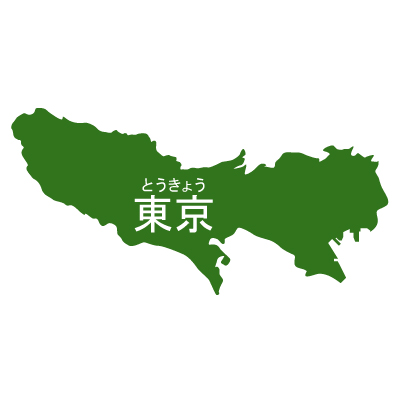 東京都イラストマップ県名ルビあり（緑）