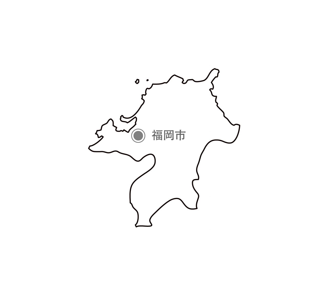 福岡県の白地図イラスト無料素材集 県庁所在地 市区町村名あり