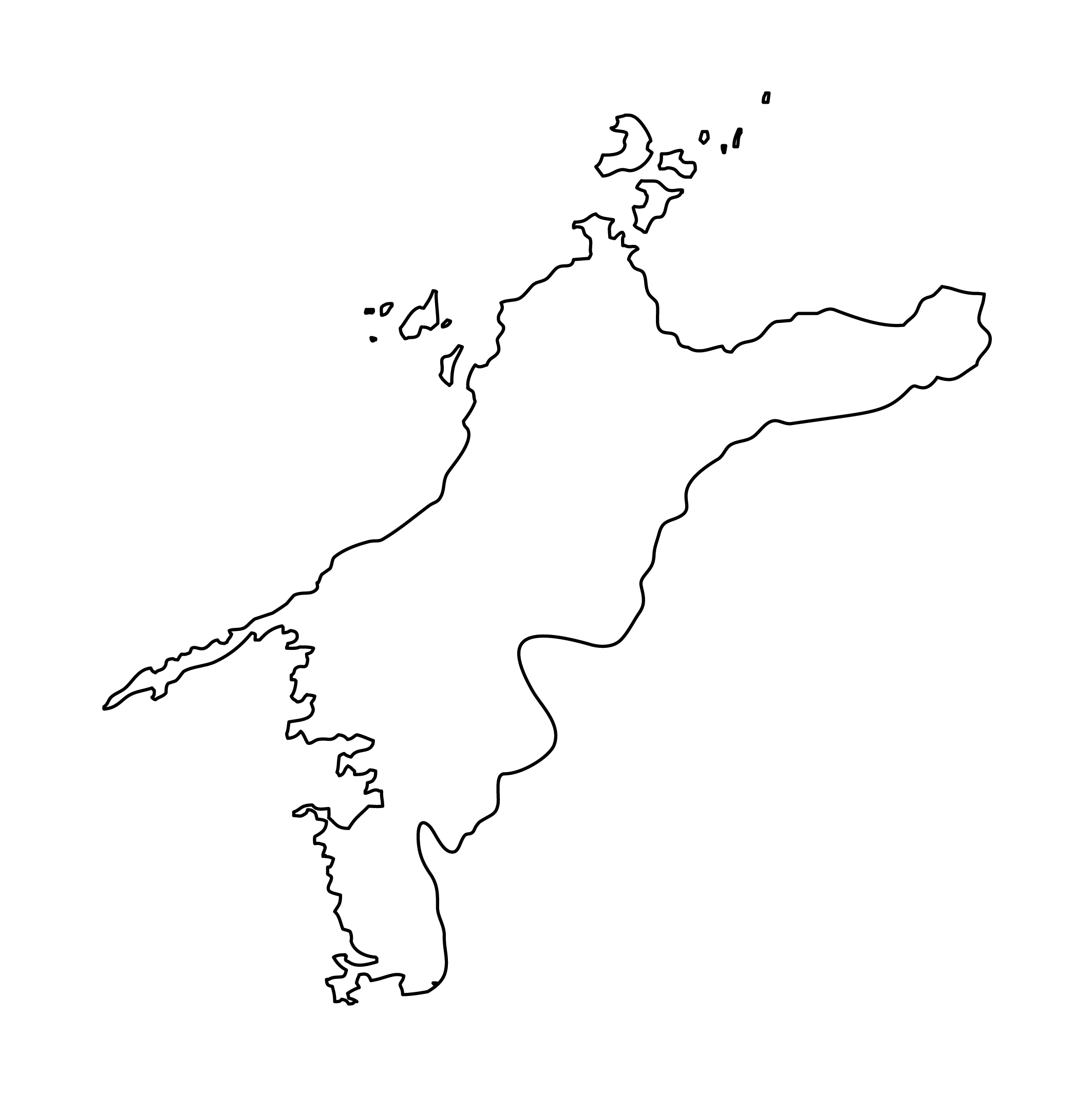 愛媛県の白地図イラスト無料素材集 県庁所在地 市町村名あり