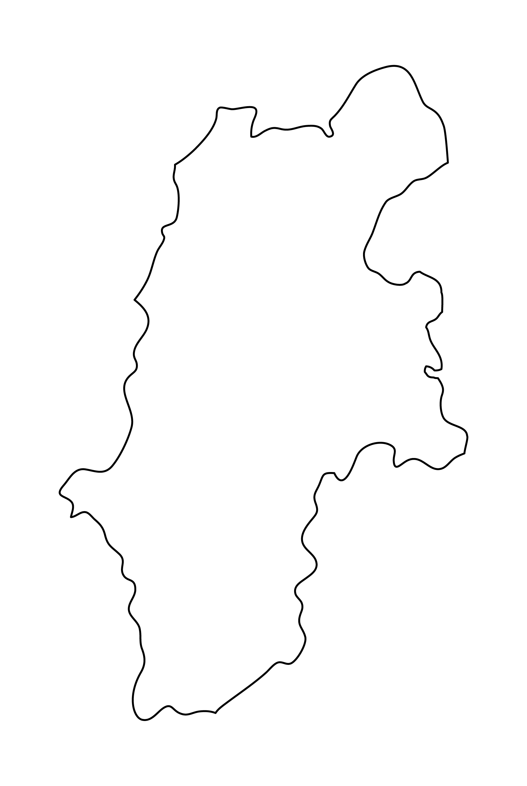 [白地図]長野県・無地