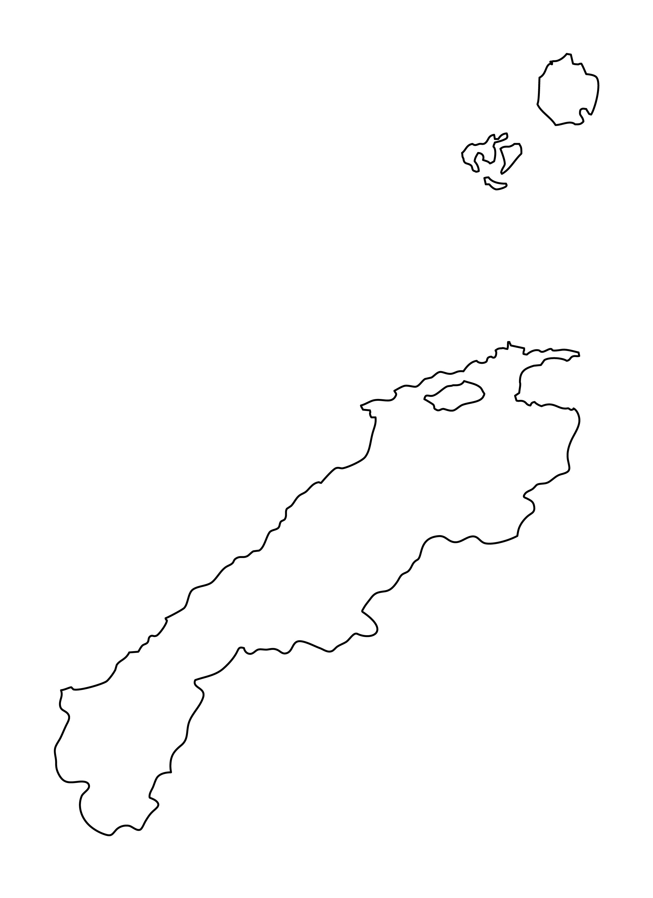 [白地図]島根県・無地