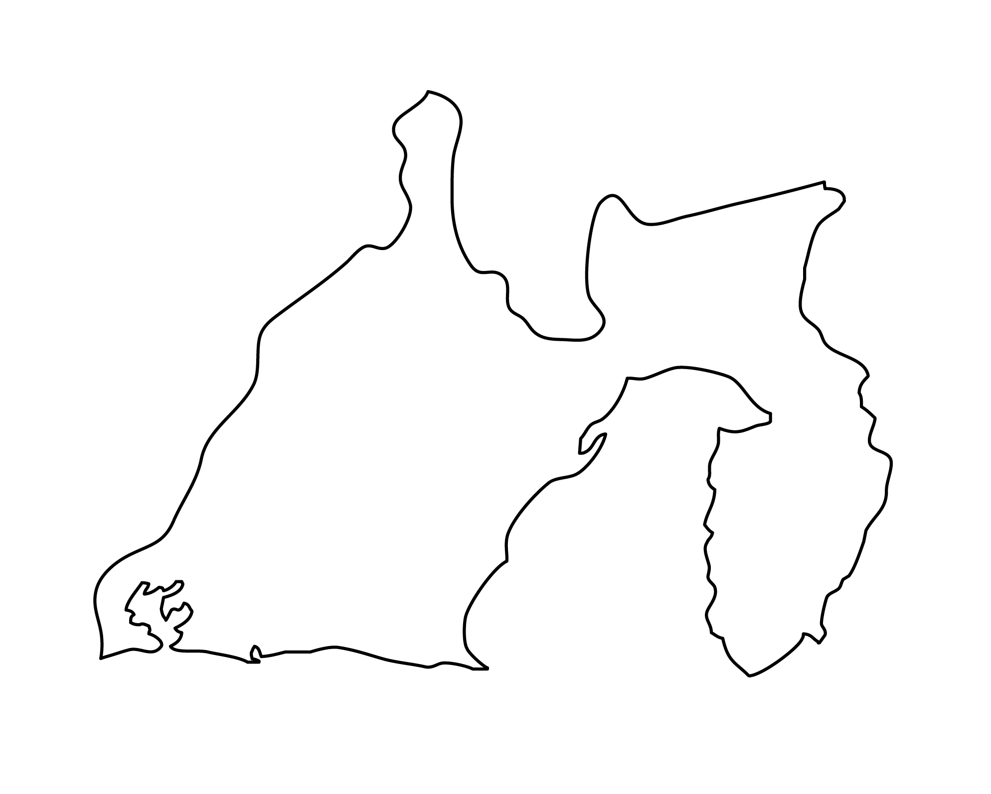 [白地図]静岡県・無地