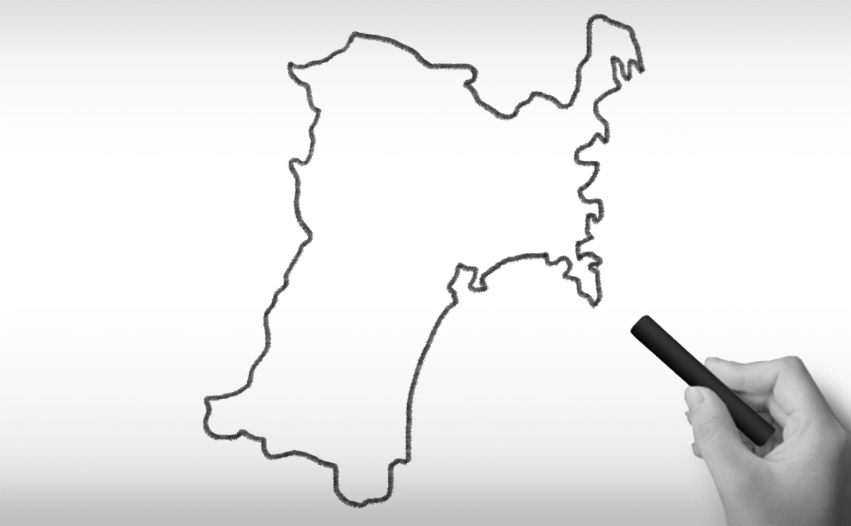 宮城県の白地図イラスト無料素材集 県庁所在地 市町村名あり