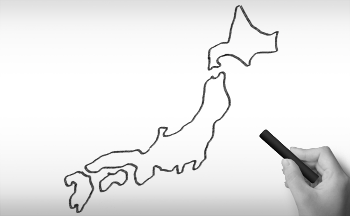 日本地図(全土)の白地図イラスト