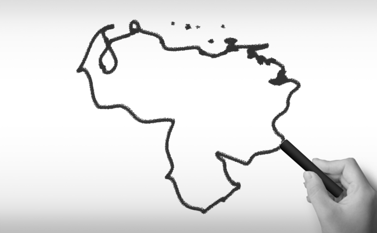 ベネズエラ・ボリバル共和国の白地図イラスト