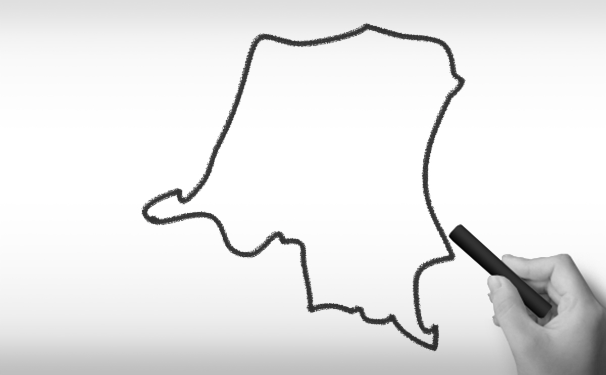 コンゴ民主共和国の白地図イラスト
