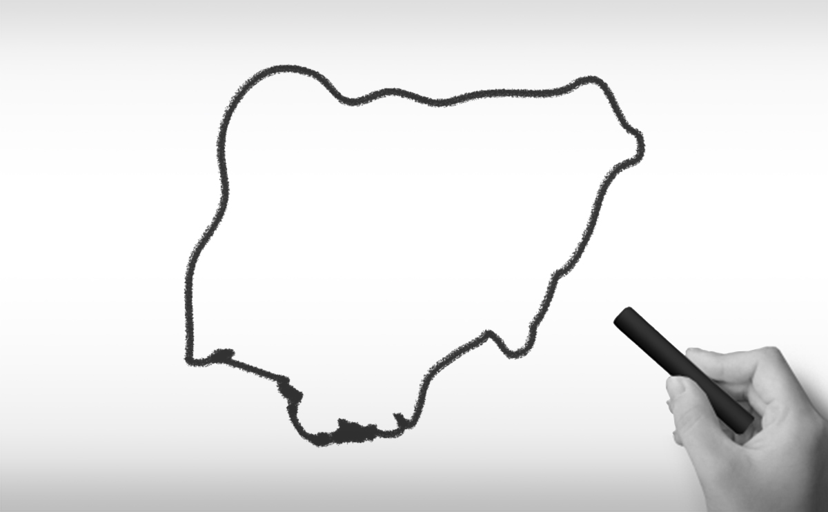 ナイジェリア連邦共和国の白地図イラスト
