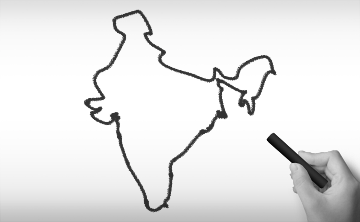 インドの白地図イラスト