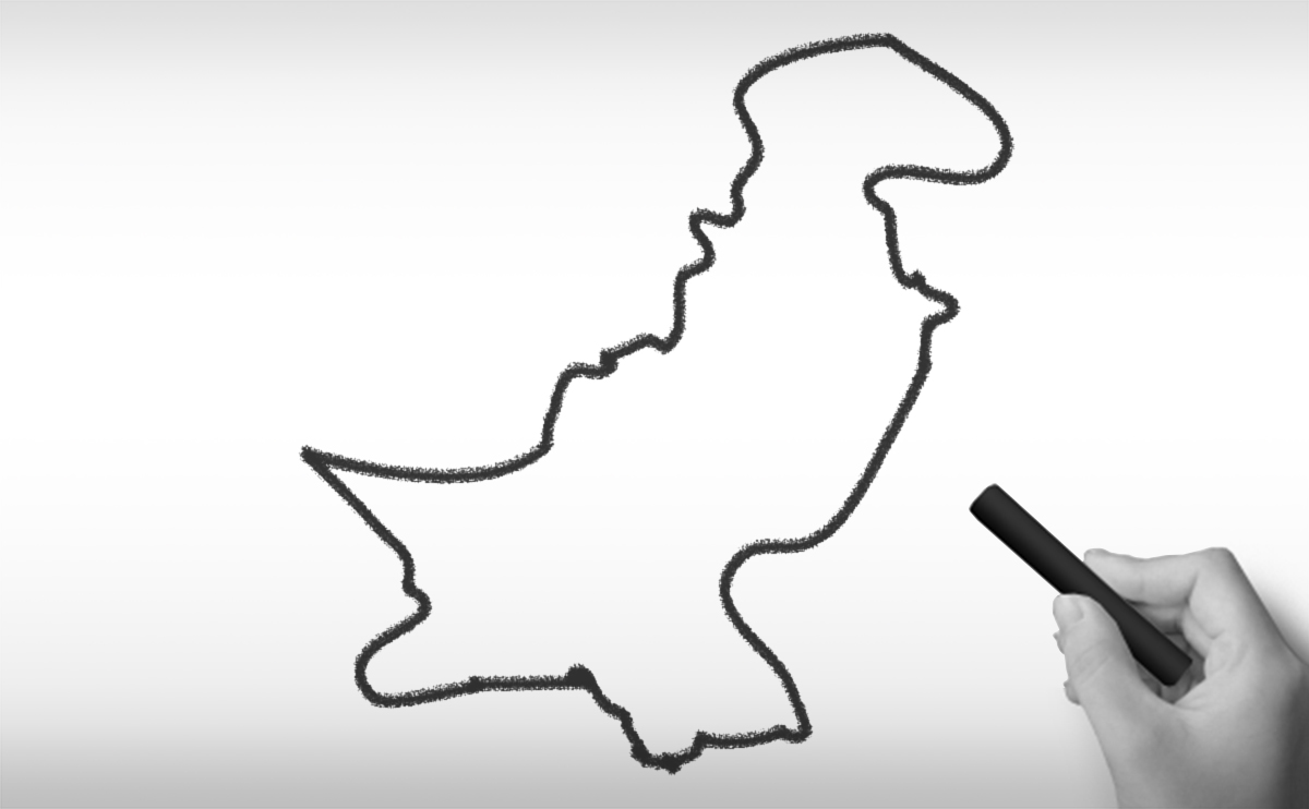 パキスタン・イスラム共和国の白地図イラスト