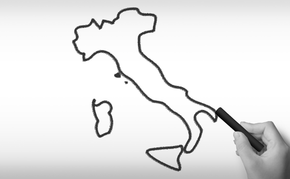 イタリア共和国の白地図イラスト