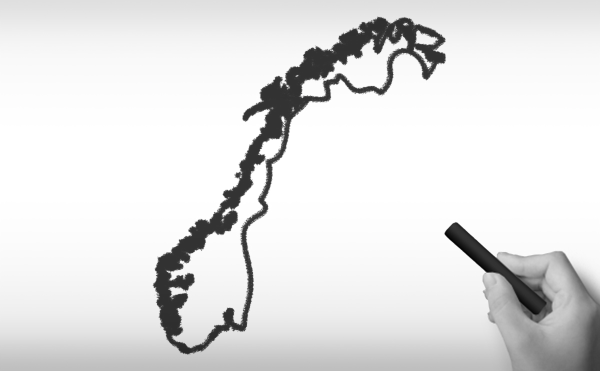 ノルウェー王国の白地図イラスト