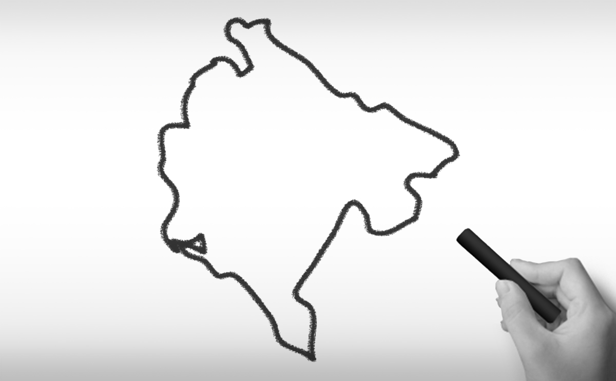 モンテネグロの白地図イラスト