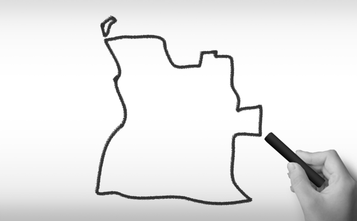 アンゴラ共和国の白地図イラスト