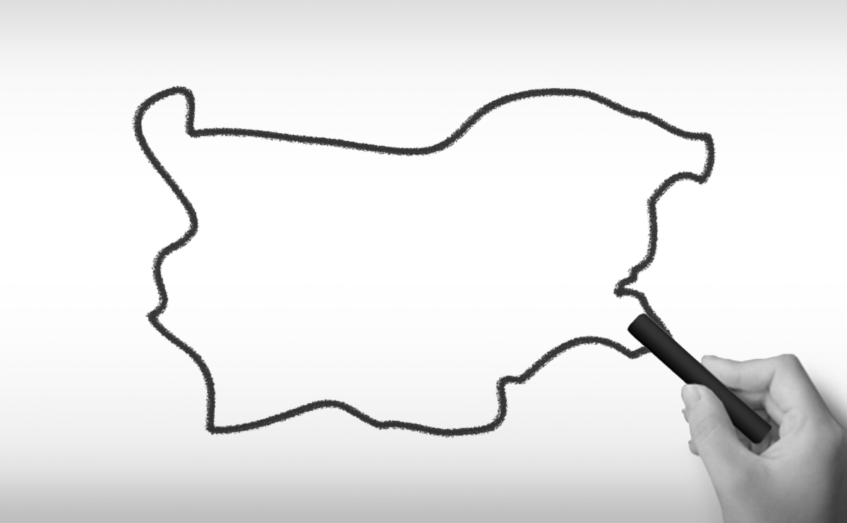 ブルガリア共和国の白地図イラスト