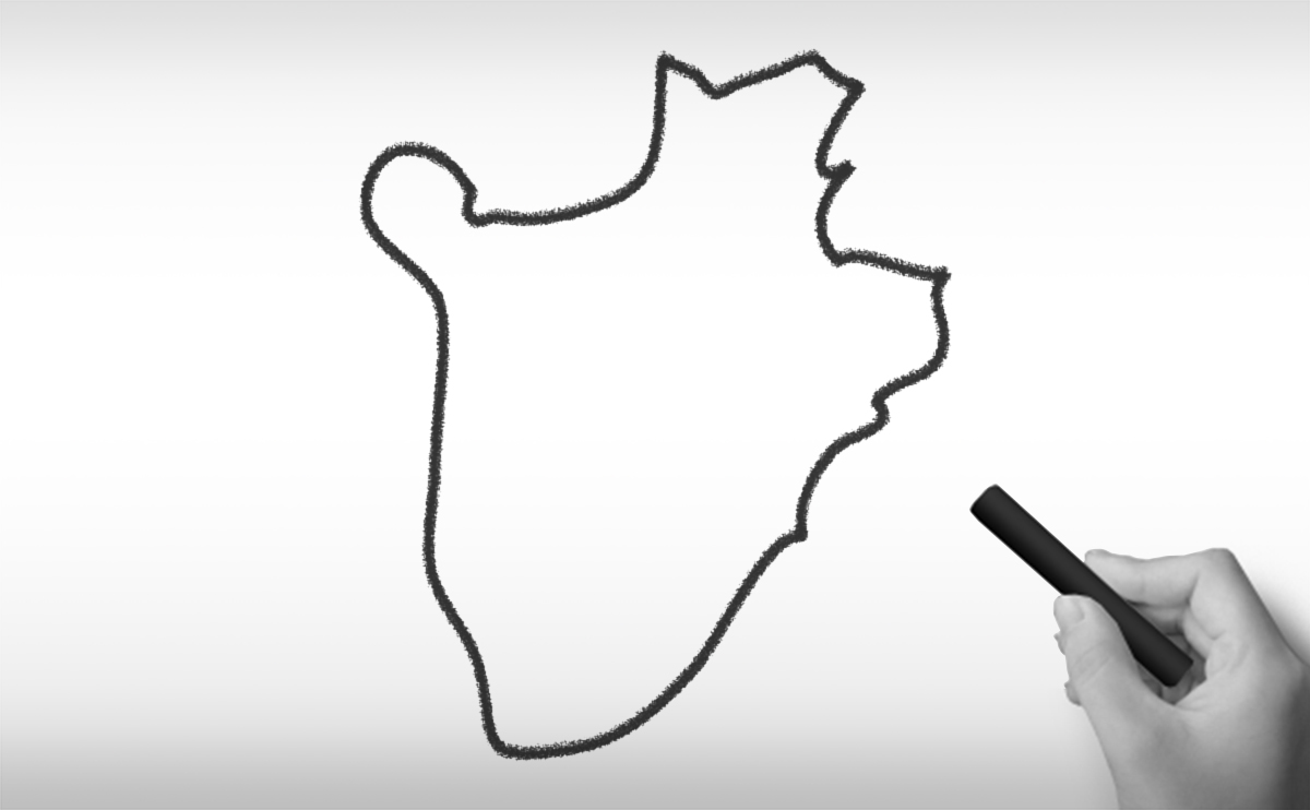 ブルンジ共和国の白地図イラスト