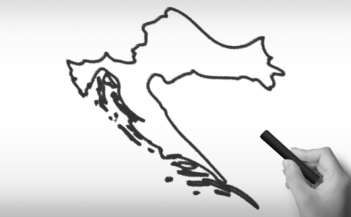 クロアチア共和国の白地図イラスト