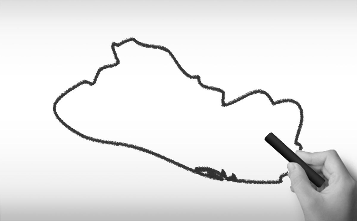 エルサルバドル共和国の白地図イラスト