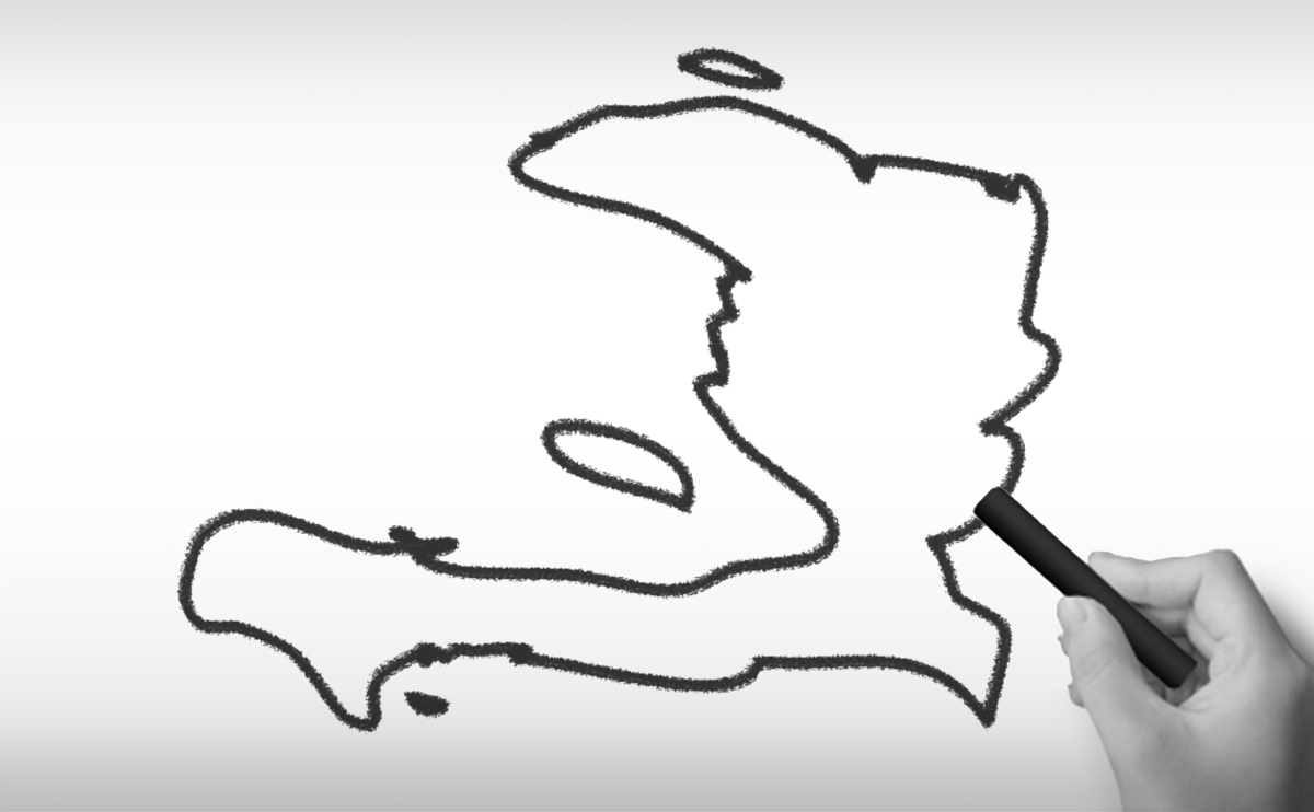 ハイチ共和国の白地図イラストイラスト