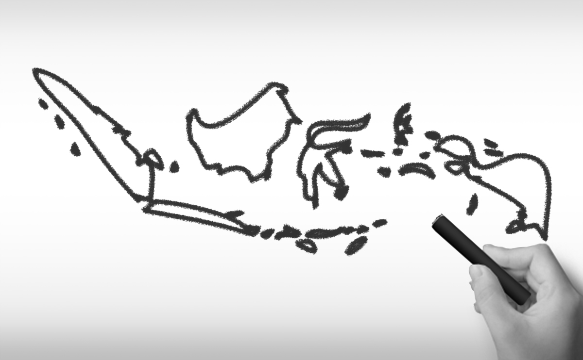インドネシア共和国の白地図イラスト
