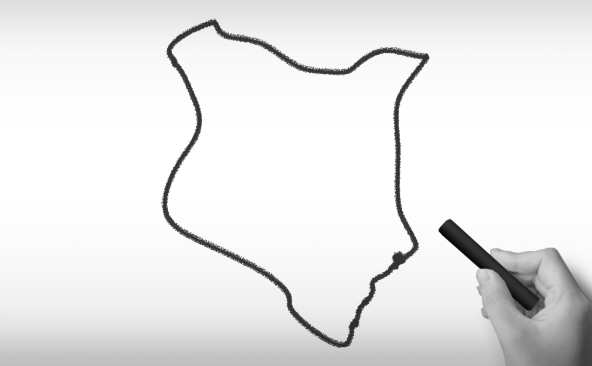 ケニア共和国の白地図イラスト