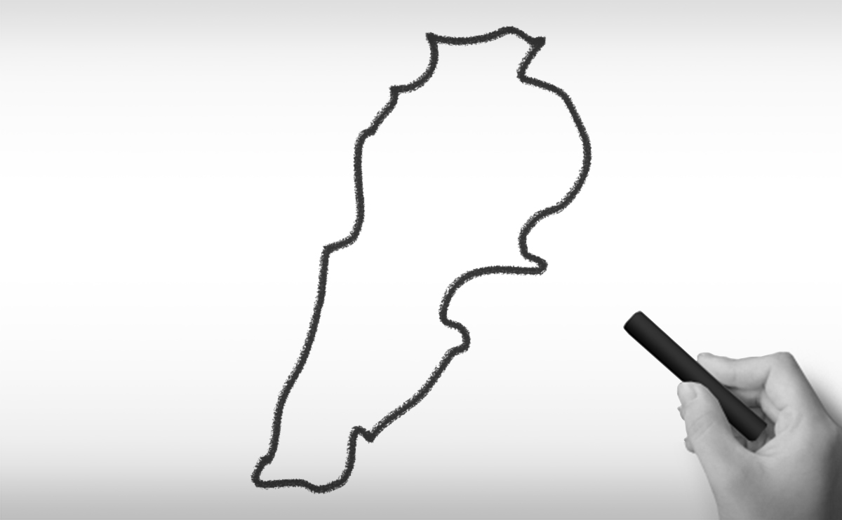 レバノン共和国の白地図イラスト