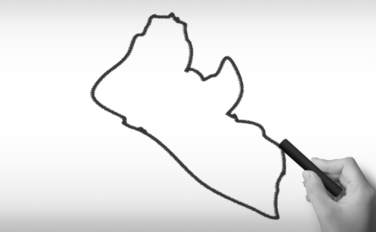 リベリア共和国の白地図イラスト