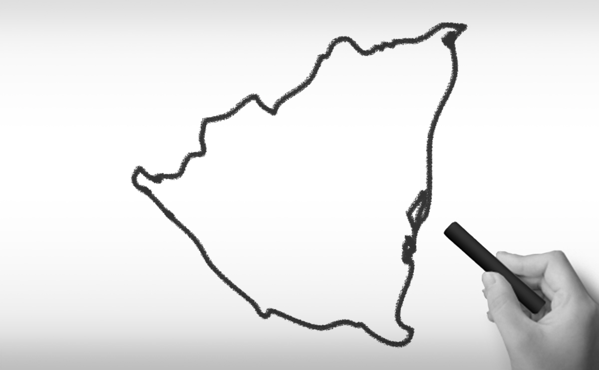 ニカラグア共和国の白地図イラスト