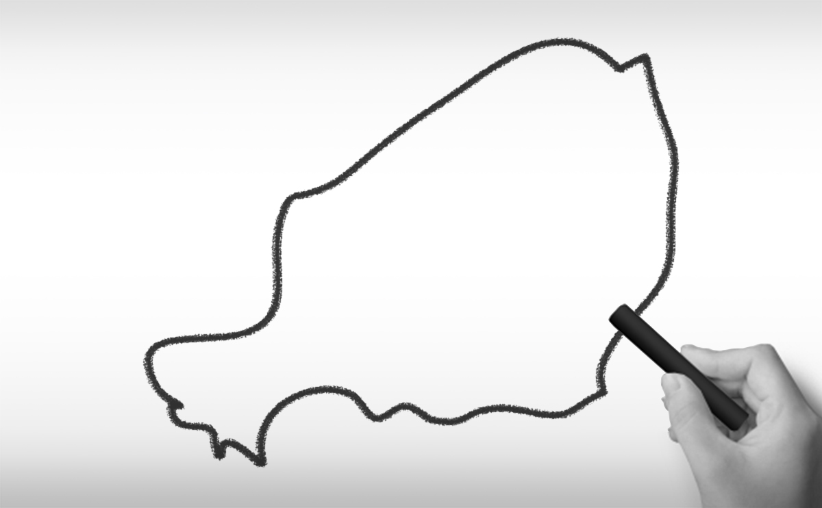 ニジェール共和国の白地図イラスト