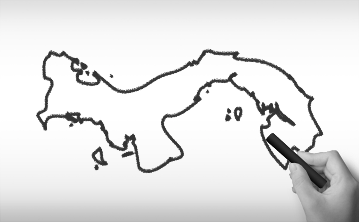 パナマ共和国の白地図イラスト