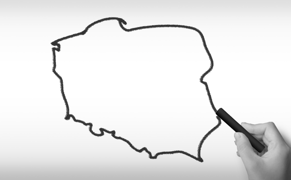 ポーランド共和国の白地図イラスト