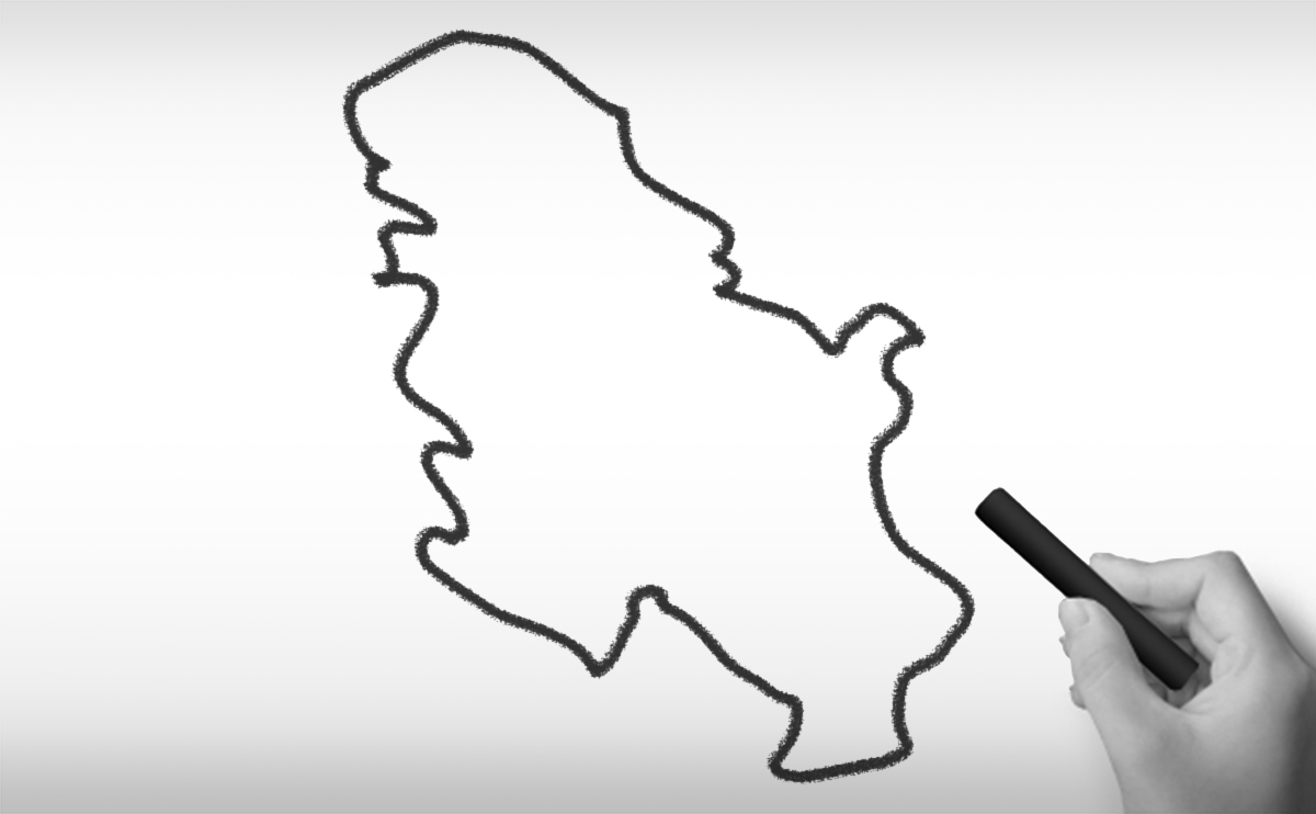 セルビア共和国の白地図イラスト