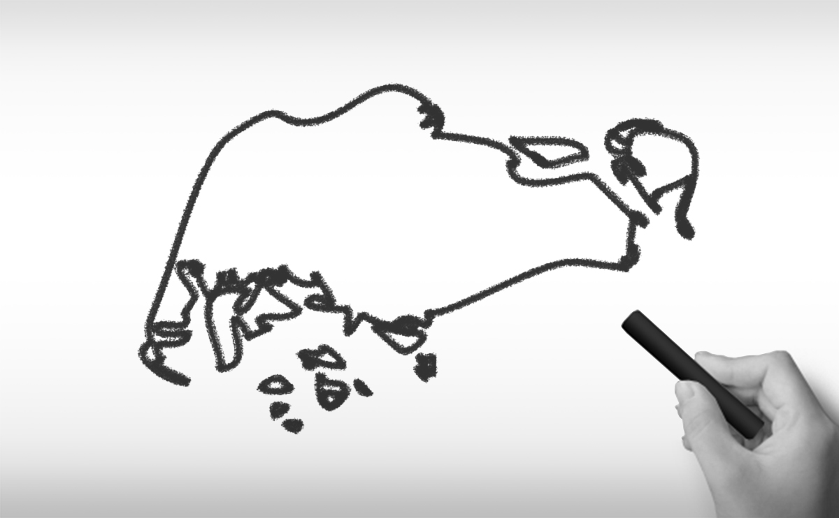 シンガポール共和国の白地図イラスト