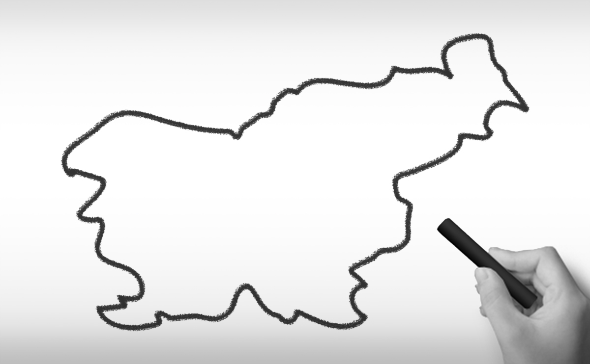 スロベニア共和国の白地図イラスト