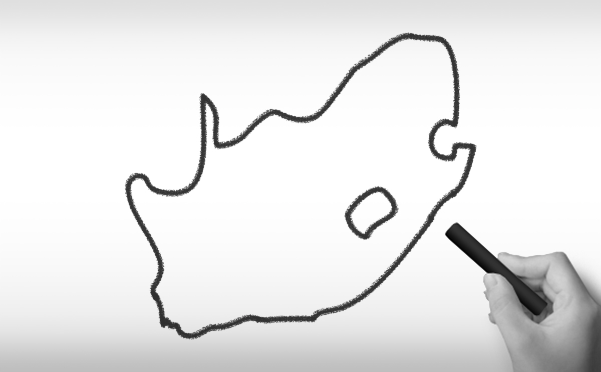 南アフリカ共和国の白地図イラスト
